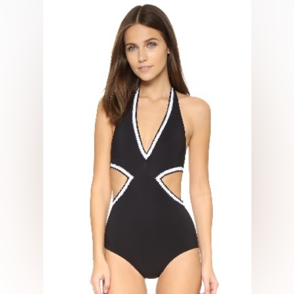 Black and White Women Swim One Piece